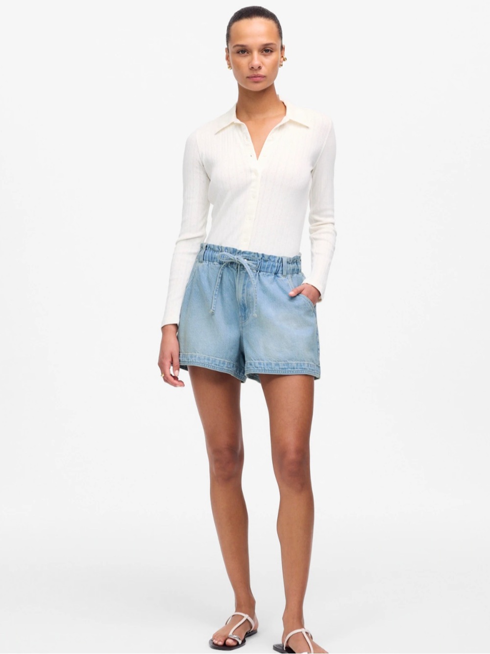 Madewell Airy Tie-Waist Denim Shorts in Kelleyville Wash